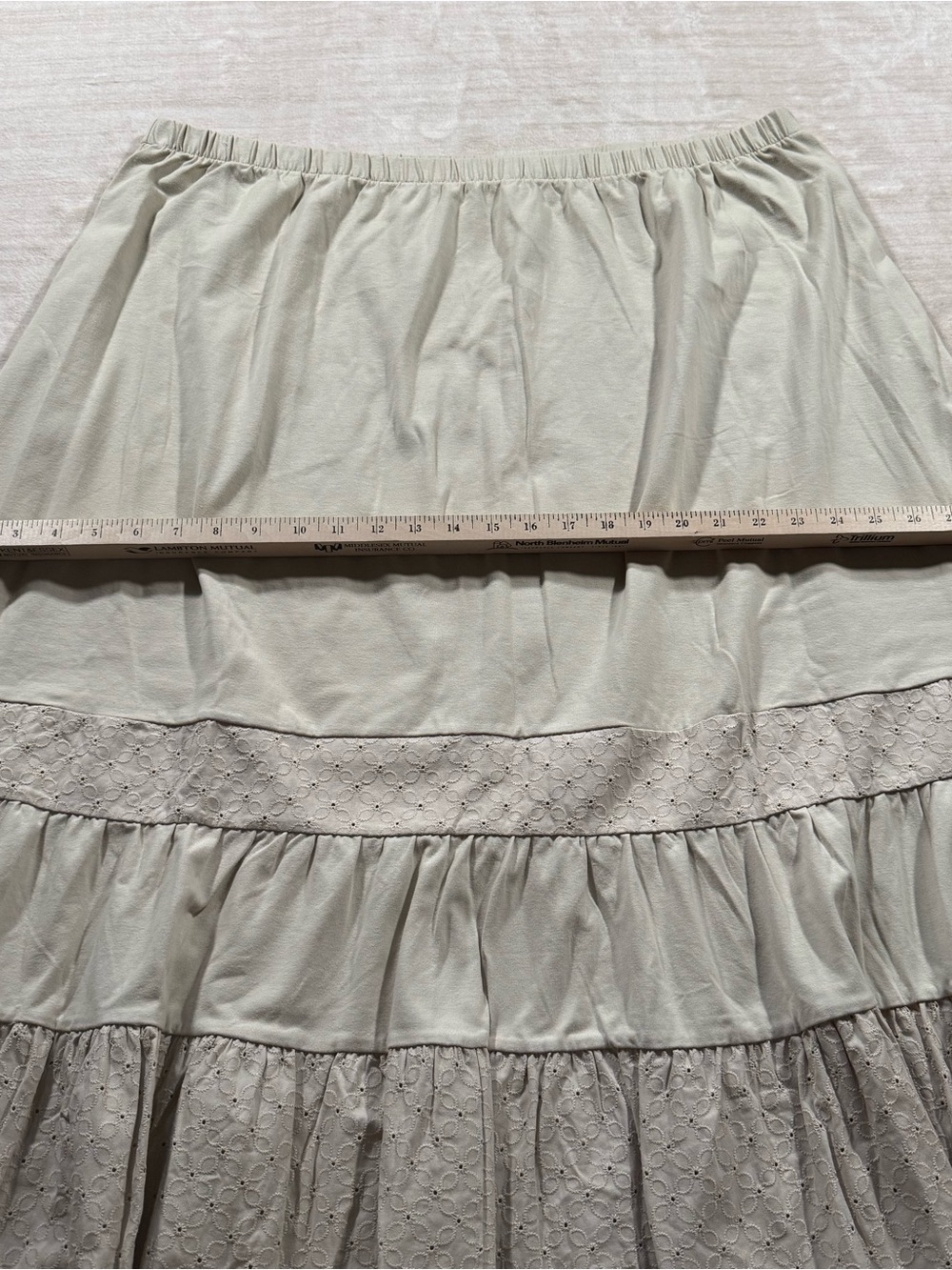 Liz Claiborne Taupe Tiered Maxi Skirt with Eyelet Panels - Picture 9 of 13